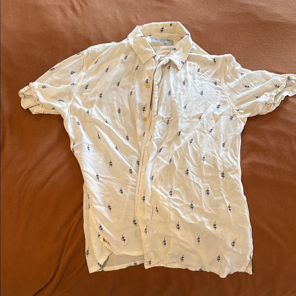 All Saints White Casual Button Down Shirt with Pattern